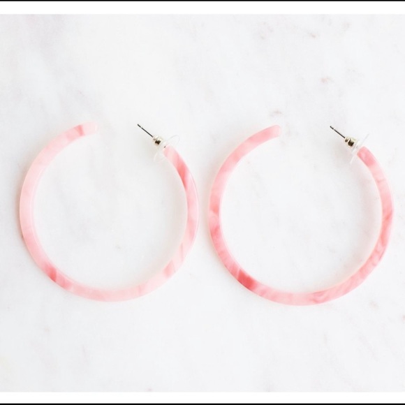 Pink Marble Lucite Earrings - Picture 3 of 3